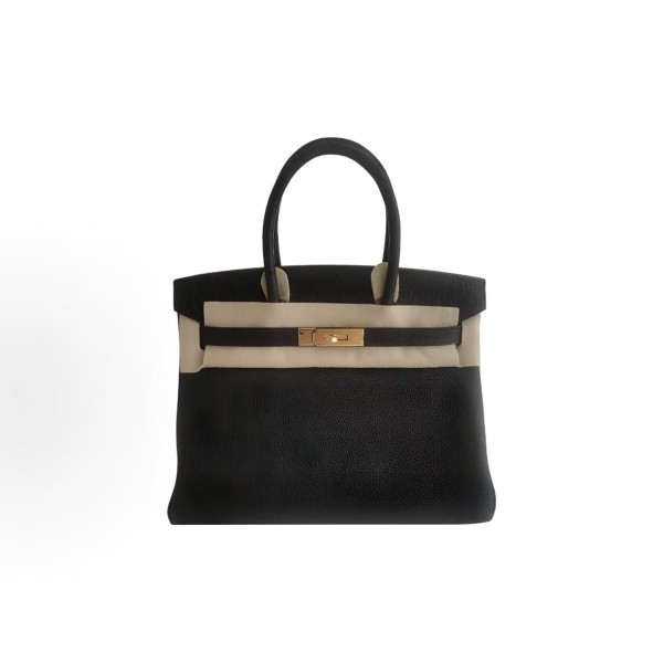 HERMES Birkin 30 Gold buckle platinum handbag 30 Women\'s Edition 89 Noir Black